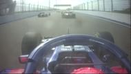 Debris hitting Gasly's visor